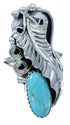 Sterling Silver Turquoise American Indian Leaf Ring Size 8-1/4 RX115488